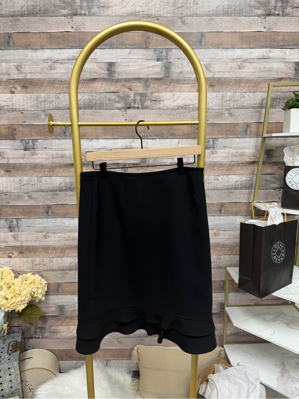 Black A-Line Ruffle Hem Skirt